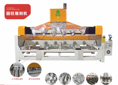 Multiheads Stone Column Engraving Machine